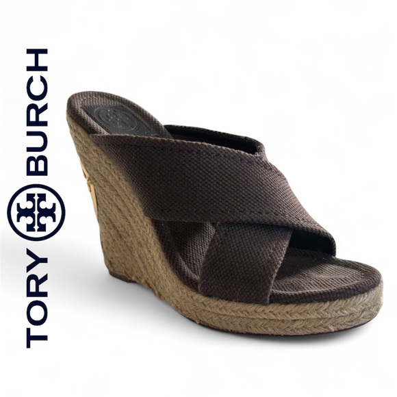 Tory Burch Shoes - Tory Burch Dark Brown Kristen Wedge Sandals